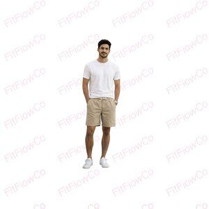 Hollister Epic Flex Jogger Shorts Khaki Tan Beige Men’s Size S Small Drawstring